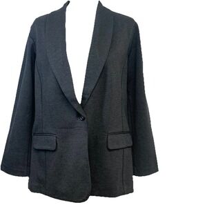 Susan Graver Ponte Knit Blazer  Jacket Tailored XLP  Gray Heather Career Casual